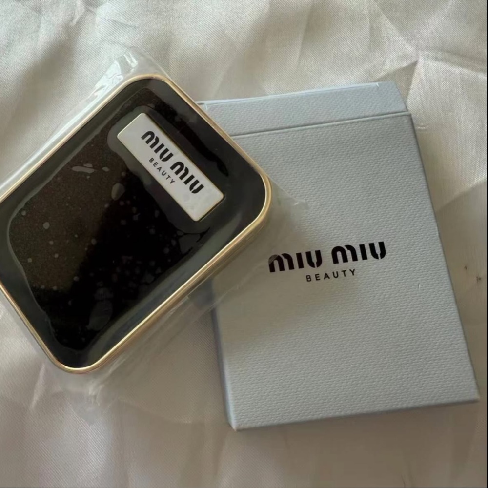 Miu Miu GWP Black and Gold Beauty Compact with Light Blue Box